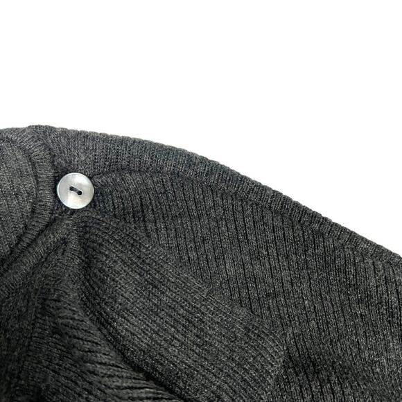 Project Sweater Dark Grey Ruffle Front Button Cardigan Long Sleeve Knit Women XS - Picture 9 of 12